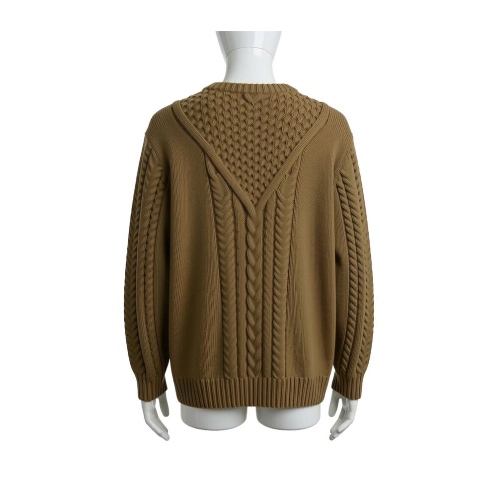 LL Bean Signature Mustard Gold Cable Knit Pullover Sweater Size Large - Picture 2 of 5